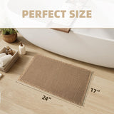 NEW Upgraded Waffle Bath Mat Non Slip Super Absorbent Quick Dry Bath Mats for Bathroom Floor Machine Washable Bathroom Mat Ultra Soft Boho Bathroom Rugs with Tassels Beside Tub, 17" x 24", Brown