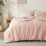 NEW Retails $80, Duvet Cover Set Pink - Washed Microfiber Bedding Set Full Size 2 Pieces with Zipper Closure, 1 Duvet Cover 80x90 inches and 2 Pillow Shams, Pink Mocha, Queen