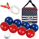 NEW Retails $90, Triumph Sports Patriotic Bocce Ball Set Lightweight, Portable and Compact with 8 Bocce Balls, Jack, Measuring Device and Convenient Carry Bag, Multicolor