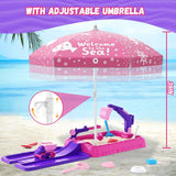 NEW Indoor/Outdoor Sensory Sandbox with Lid, Dirt Digger Excavator Sand Box with Cover, Kids Sand Pit with Construction Toys/Umbrella/Beach Toys for Toddler 3-5, Purple, Damaged Box, Contents Are Perfect