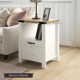 NEW Retails $125, HOMCOM Farmhouse End Table Side Table Nightstand, White