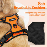 NEW rabbitgoo Dog Harness, No-Pull Pet Harness with 2 Leash Clips, Adjustable Soft Padded Vest, Reflective No-Choke Pet Oxford Vest with Easy Control Handle for Large Dogs, Orange, XL