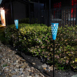 NEW 2-Pack Porcelain 48" Tall Torch Solar Pathway Lights, LED Outdoor Waterproof Garden Stake Light - Landscape Garden Light Decor for Yard, Lawn, Patio, Walkway, Backyard, Porch, Driveway