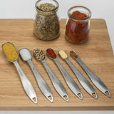 NEW Accurate 18/8 Stainless Steel Measuring Spoons, Heavy Duty Good Handle Set of 6 Measuring Spoon with Ring Connector, Silver