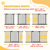 NEW Retails $86, PawHut 29"-58" Wide Pet Gate with Door Dog Gate and Barrier Indoor for Stairs Includes 7", 8", 12" Extensions Kit, 30 Inch Tall Pressure-Mounted Safety Gate, Black