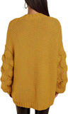 NEW Women Open Front Cardigan Cable Knit Oversized Sweater Fall Winter Yellow Sz XL