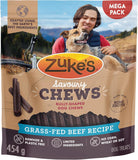 NEW Sealed, Zuke's Savoury Chews Dog Treats, Grass-Fed Beef Recipe Bully-Shaped Chews - 454 g Pouch (1 Pack), BB: 03/27