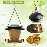 NEW Retails $87+ Solar Bird Feeder Outdoors Wild Bird Feeders Metal Mesh Bird Feeder Outside Hanging Bird Feeder 2.5 lbs Capacity Bronze