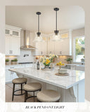 NEW Retails $90, Black Pendant Light, HWH 1-Light 11-Inch Adjustable Hanging Light Fixture, Kitchen Pendant Light with Clear Striped Glass, Matte Black Finich, 5HZG108MIL BK