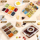 NEW Snackle Box Container, Divided Clear Snack Box Serving Tray With Lid and Handle, 8-Compartment Snack Tray, Portable Travel Snack Container, Perfect for Parties, Travel, and Picnics (1 Pack)