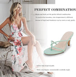 NEW Rilista Womens Open Toe Flip Flops Stiletto Heels Summer Strappy Thong Slide on Slingback Mules Sandals - Size 7 Retails $68+
