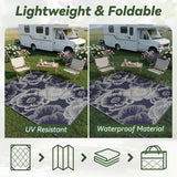 NEW Retails $60, Outdoor Rug Carpet Waterproof Patio Rug 5x8 ft RV Camping Rug Picnic Beach Mat Outside for Patio Deck Balcony Backyard Reversible Portable Tapis Exterieur Navy White Floral