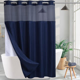 NEW Hotel Fabric Shower Curtain Shower Curtain Machine Washable with Snap in Removable Liner for Bathroom Bathtubs Spa (Blue, 54" W X 74" H)