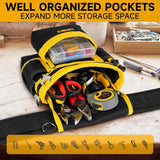 NEW Tool Belt, Magnetic Tool Pouch, 27-Pockets Heavy Duty Padded Tool Belts for Men, Detachable & Adjustable Tool Pouch Bag for Electrician, Carpenter, Construction, Work Apron, Utility Belt, Black, Yellow
