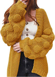 NEW Women Open Front Cardigan Cable Knit Oversized Sweater Fall Winter Yellow Sz XL