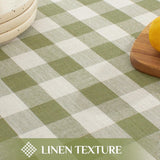 NEW Retails $79, Softalker Outdoor Checkered Tablecloth Rectangle, Spring Summer Linen Cotton Gingham Table Cloth with Tassel, Heavy Duty Wrinkle Free Buffalo Plaid Table Cover for Picnic Camping - 55 x 102 Inch, Sage