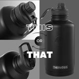 NEW Thermosis 64 Oz Stainless Steel Insulated Water Bottle with Straw & Holder Strap - Includes 2 Lids - Leak Proof - Camo
