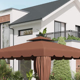 NEW Retails $110, Outsunny 10' x 10' Gazebo Replacement Canopy, Gazebo Top Cover with Double Vented Roof for Garden Patio Outdoor TOP ONLY, Coffee