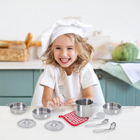 NEW Teamson Kids - Little Chef Frankfurt Kitchen Pretend Play Stainless Steel Cooking Utensils Accessories Set Toys with Cookware Pots and Pans for Kids Boys Toddler and Girls - Missing 4 Utensils