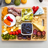NEW NIUXX Bamboo Cutting Board for Kitchen, Reversible Chopping Board with 3 Built-in Compartments and Juice Grooves, Large Chopping Tray 43 x 32 x 2 cm, Meats Vegetable Bread Fruits Board