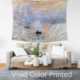 NEW Berkin Arts Decor Tapestry for Wall Hanging Premium Polyester Fabric Backdrop Impressionism Sunset Seascape 59.1 x 78.7 Inch (Rising Sun by Claude Monet)