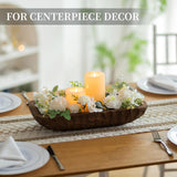 NEW 16.5" Hanobe hand carved Wood Dough Bowl: Centerpiece Table Decoration Natural Candle Holder Tray Decor Rustic Brown Hand Turned Trough for Decor! OURS is 16.5", Dough Bowl Only contents not included