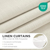 NEW Retails $66, Joydeco Curtains, 52x108 Inches Long, 2 Panels Set, Farmhouse Drapes for Living Room, Semi-Blackout, Linen-Polyester, Ivory on Linen, Rod Pocket