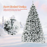 NEW Retails $245, COSTWAY 9 FT Pre-Lit Christmas Tree, Snow Flocked Hinged Xmas Tree with 1498 Branches Tips & 550 LED Lights, Metal Stand, Artificial Pine Lighted Holiday Tree for Home Office Decorations