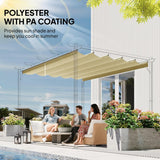 NEW Retails $57, Outsunny 8.2' x 8.4' Retractable Pergola Canopy Replacement for 10' x 10' Frame, Pergola Cover Replacement (Cover Top Only), Beige