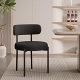 NEW IN BOX Retails $180, Nalupatio Dining Chairs Set of 2, Round Boucle Dining Room Chairs with Curved Backrest & Thick Cushion, Mid-Century Modern Upholstered Teddy Fabric Kitchen Side Chairs with Metal Legs, Black