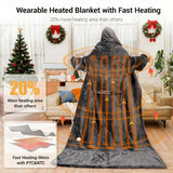 NEW Retails $150, Wearable Heated Blanket Hoodie for Women with Removable FootPocket, Electric Snuggle Heated Blankets with Sleeves Heated Robe Flannel&Sherpa Heating Throw Blanket Shawl with 9Temp for Christmas 50"x80", Grey