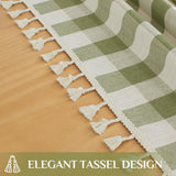 NEW Retails $79, Softalker Outdoor Checkered Tablecloth Rectangle, Spring Summer Linen Cotton Gingham Table Cloth with Tassel, Heavy Duty Wrinkle Free Buffalo Plaid Table Cover for Picnic Camping - 55 x 102 Inch, Sage