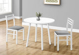 New Retails $254+ Assembled dining set Monarch Specialties, 3pcs Set, Small, 35" Drop Leaf, Kitchen, White Metal and Laminate, Grey Fabric, Contemporary, Modern, few marks from transport shown in pics!