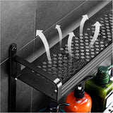 NEW Retails $88, Shower Caddy Bathroom Shelf 2 Tier Bathroom Shelf Wall Mounted with Towel Hooks, Bathroom Organizer Shelf, Floating Shelves Wall Mounted (Black) Shower Organizer