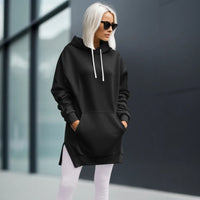 NEW The Warmy Oversized Hoodie Dress, First Ones Oversized Hoodies, Women's Casual Pullover Long Sleeve Split Hem - Color: Black - Size S - Retails $56+