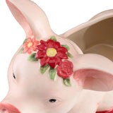 NEW The Pioneer Woman Farmhouse 9 Inch Charming Whimsical Pig Planter with Red Boots, Ceramic