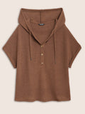 NEW Bloomchic Solid Hooded Drawstring Dolman Sleeve T-shirt, Dark Brown, PLUS Sz 28