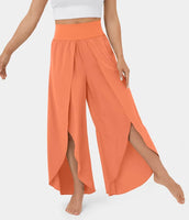 NEW Breezeful™ High Waisted Back Waistband Pocket Palazzo Flowy Split Wide Leg Quick Dry Casual Pants - Size M - Retails $54