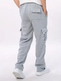 NEW Men's Comfortable & Stylish Cargo Jogger Pants - Spacious Multi Pockets for Everyday Fashion & Sports Lounge Wear, Light Grey, Sz L, Retails $99