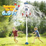 NEW Skirfy Sprinkler Rocket Launcher Outdoor Water Toys for Kids, Rocket Design Water Powered Liftoff 9-16ft & Spin, Summer Garden Water Play Toys & Birthday Gift for Girls Boys Age 3-12 Year Old (White), Distressed Box, Contents Are Perfect