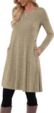 NEW TODOLOR Black Long Sleeve Dress Winter Sweater Dresses for Women Casual, Khaki, Sz L