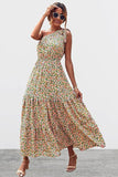 NEW Retails $85 Blue/Pink PRETTYGARDEN Women's Floral Maxi Dress 2024 Knot One Shoulder Sleeveless Ruffle Hem Flowy Boho Dresses Sz 2X