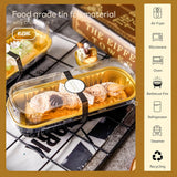 NEW NPLUX 50 Pack Mini Cake Pans with Lids and Spoons Black Gold Rectangular Aluminum Foil Baking Pans Mini Cheesecake Containers (6.8oz)