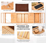 NEW Homemaid Living Luxury Bamboo Bathtub Tray - Expandable Bathroom Tray with Reading Rack or Tablet Holder, Premium Bath Tray Includes a Wine Glass Holder, Bathroom Caddy fits All bathtubs (Natural Bamboo)