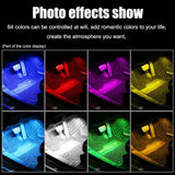 NEW TABEN RGB Car Footwell Ambient Lighting Kit APP Control + RF Remote Control, 16.7 Millions Colors Sound Active Music Sync DC Line Car Interior Footwell Atmosphere Light DC 12V
