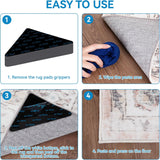 NEW Mcadore 4 Pack Rug Gripper Pads, Reusable and Washable Rug Gripper for Area Rugs