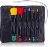 NEW SHANY 6 Piece Double Sided Travel Brush Set with Pouch Synthetic and Natural Hair, Luna