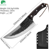 NEW FULLHI High Carbon Steel Forged Butcher Knives for Meat Cutting Full Tang Chef Knife for Outdoor Cooking, Camping includes Sheath