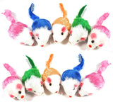 NEW Play Fur Mice Cat Toys – Mixed Bag of 10 Play Mice with Rattling Sounds – 4 Color Variety Pack of Catnip Toy