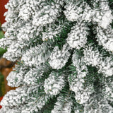 NEW Retails $90, HOMCOM 7 FT Snow-Flocked Artificial Christmas Tree, Slim Pencil Xmas Tree with Realistic Branches, Metal Base, Green